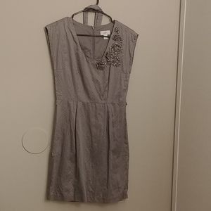 Grey white dot ann taylor loft dress